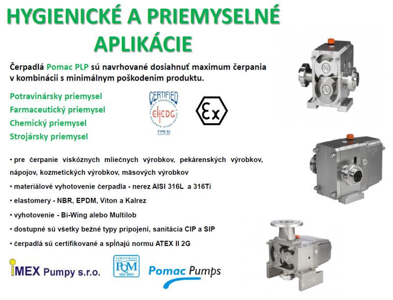Hygienické a priemyselné aplikácie čerpadiel Pomac PLP